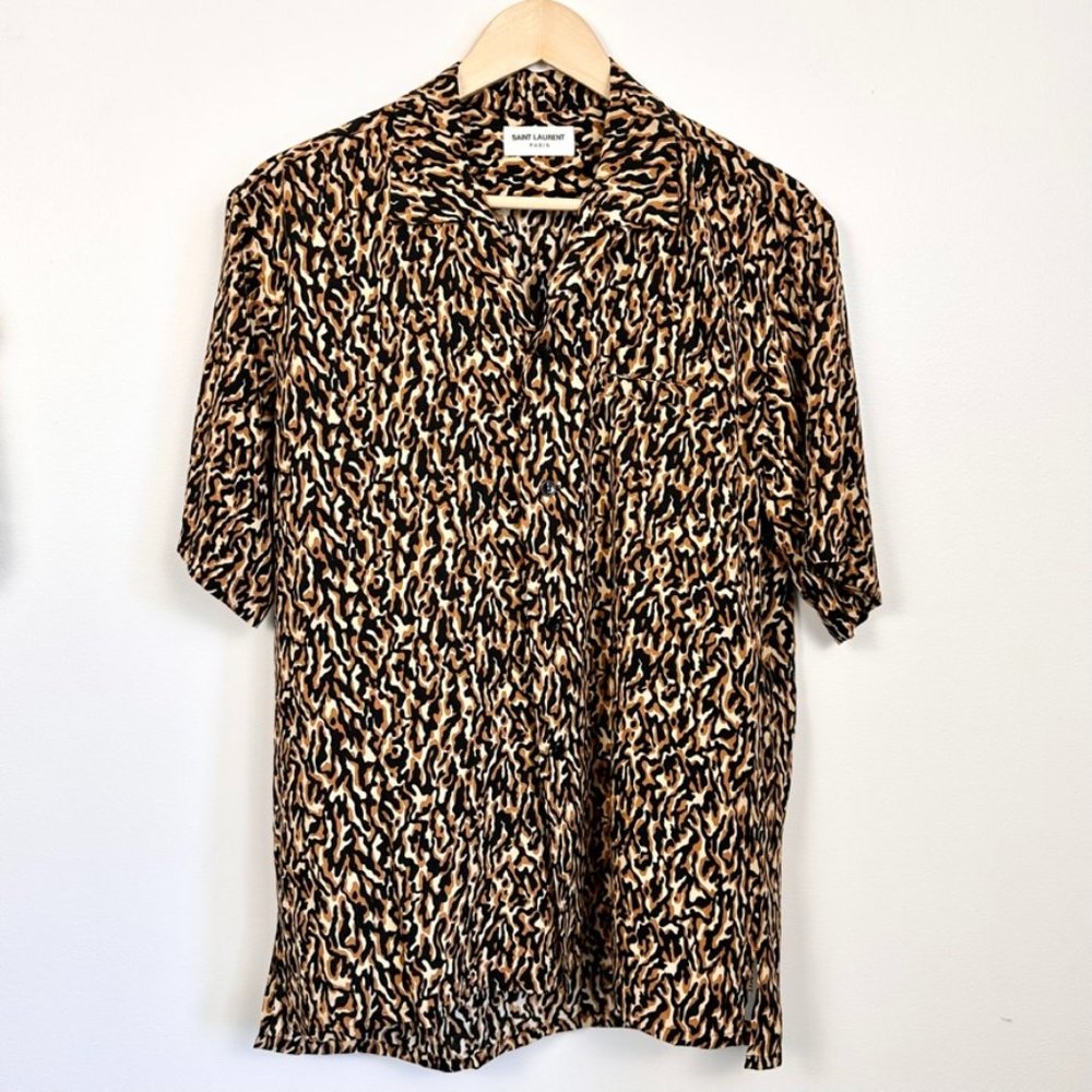 Sold - Saint Laurent Men's Short Sleeve Camp Collar Shirt Medium | 39 15 1/2 New - Picture 4 of 17